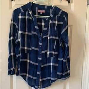 Harper Blue and White Plaid Women's Top